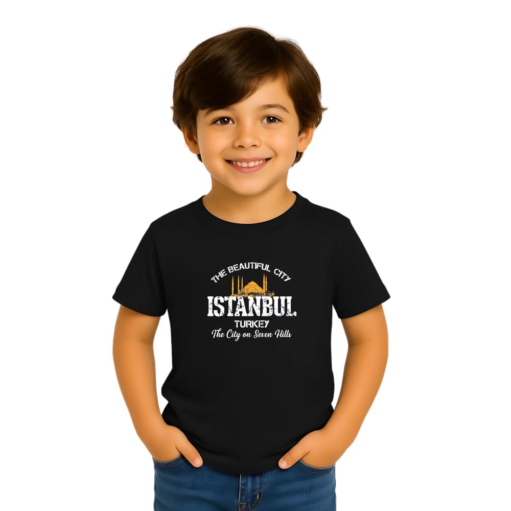 Kids Boy's Turkey Themed T-Shirt - Cotton Turkey Printed Boy's T-Shirt - Stylish Round Neck Short Sleeve Boy's Turkey T-Shirt - Trendy Turkey Design Boy's T-Shirt