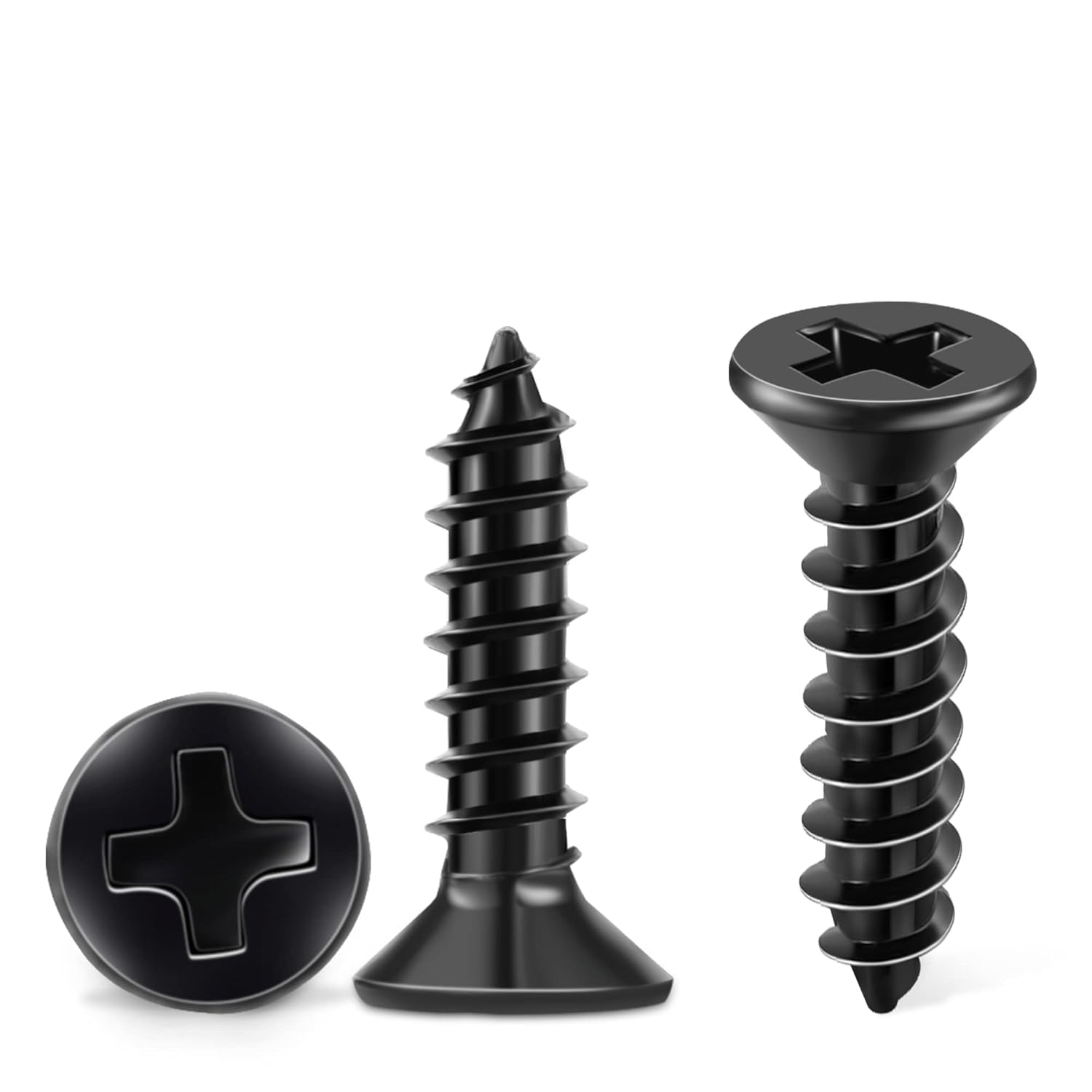 100 PCS M4 X 20 mm Black Oxide Coated Flat Head Phillips Wood Screws, 304 Stainless Steel Fully Threaded Self-Tapping Screw by TPOHH