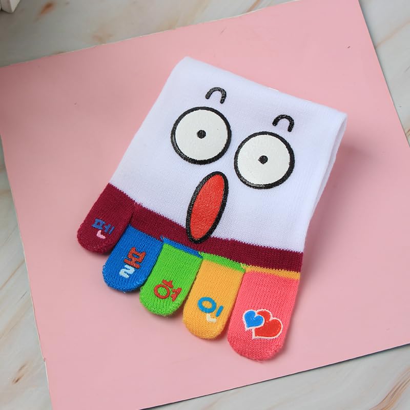 Image of 5Pcs Cute Fall Winter Stockings Women's Socks Hosiery Expression Pattern Graphic Toe Socks