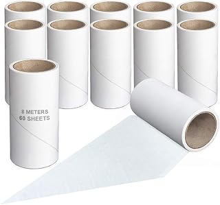 Mr Hsiung & Mrs Yin 12 PCS Sticky Lint Roller Refills for Pet Hair, Clothes, Bedding, Dog, Cat Hair Remover, 720 Sheets Total