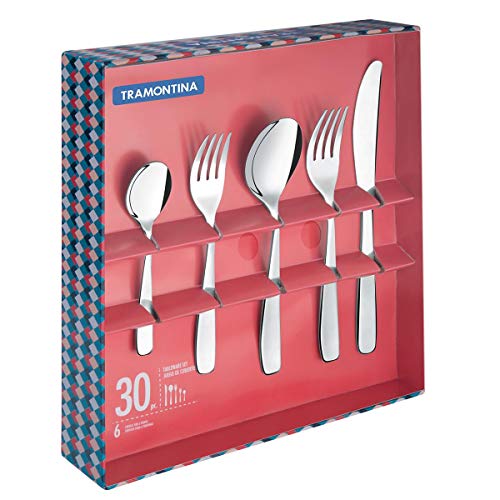 Consejos para Comprar Juego de cubiertos - 5 favoritos. 44 TRAMONTINA - Juego de Cubiertos Cosmos, con Láminas y Mangos de Acero Inoxidable, Cubiertos para Uso Diario, Set con Terminación Brillante y Detalles en Mango, Incluye 30 Piezas