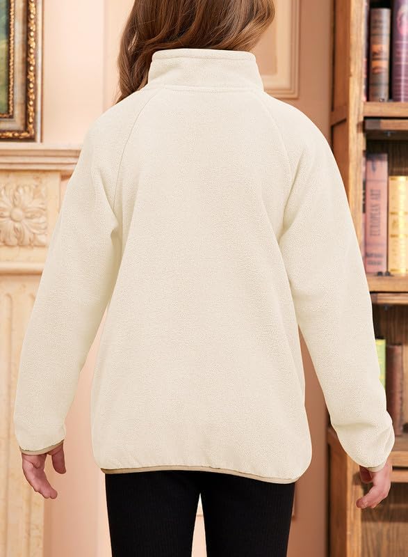 Girls Fleece Jacket Full Zip Fall Winter Soft Sherpa Coat Outwear with Pockets Size 6-15 Years - Image 3