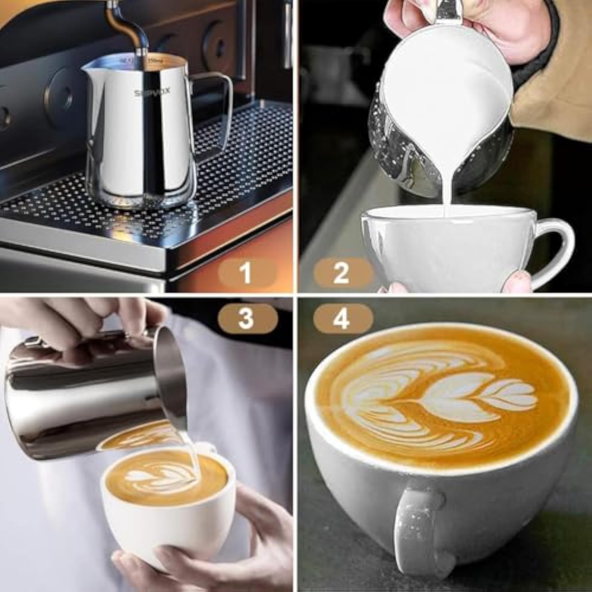 12oz Stainless Steel Milk Frothing Pitcher with Scale, Espresso Jug