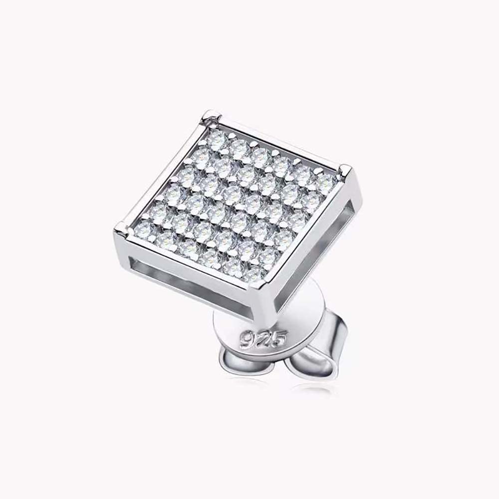 Orecchini a Bottone Quadrati Brillanti Classici in Argento Sterling, Orecchini Completi di moissanite per Uomo Donna, Regali di Gioielli affascinanti