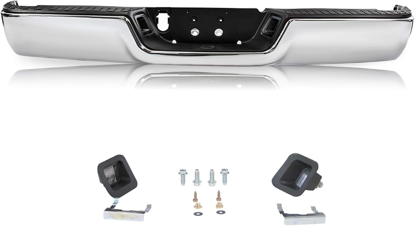 JSBOYAT Chrome Steel Rear Back Bumper Assembly Replacement for 09-18 Dodge Ram 1500 2500 3500 19-23 1500 Ram Classic 1 Package (with Sensor Holes & with Dual Exhaust)