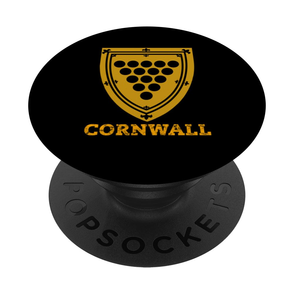 Medieval Cornish Shield Tshirt Gift from Cornwall UK PopSockets Swappable PopGrip, Black