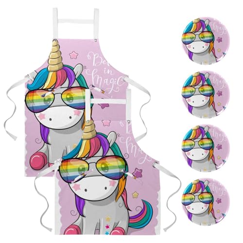 Tablier de cuisine pour nettoyage de maison et restaurant à motif licorne