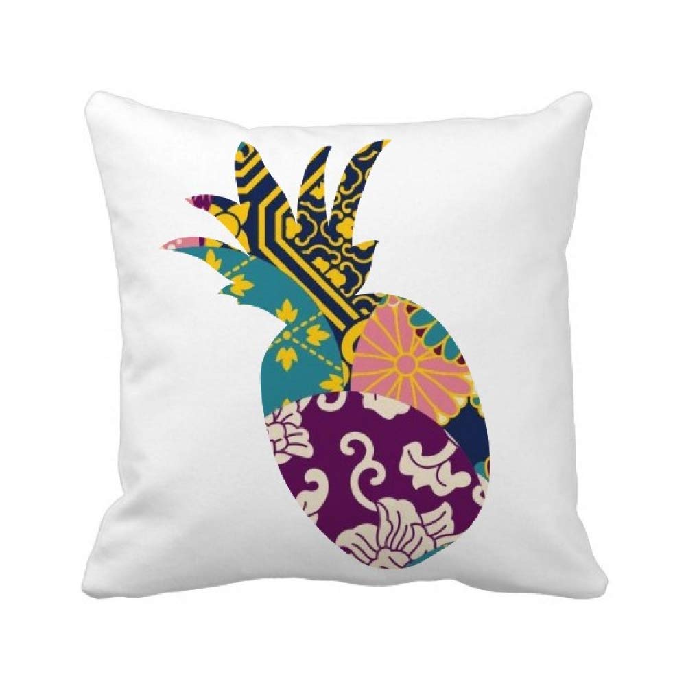 Housse de coussin carrée style japonais fleurs feuilles motif Ananas