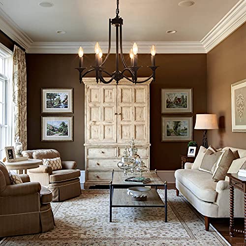 Pretoy Black Farmhouse Chandelier Iron Chandeliers For Dining Room Light Fixture 6-Light Rustic Industrial Hanging Pendant Light For Kitchen Island Foyer Living Room Bedroom #TOP7