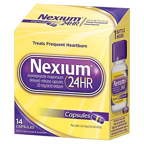 Nexium 24Hr Acid Reducer Heartburn Relief Capsules For All-Day And All-Night Protection From Frequent Heartburn, Heartburn Medicine With Esomeprazole Magnesium - 14 Count #TOP10