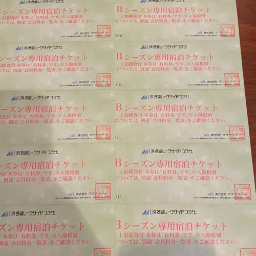 浜名湖レークサイドプラザBシーズン「有料券」1泊朝食付き宿泊チケット5枚