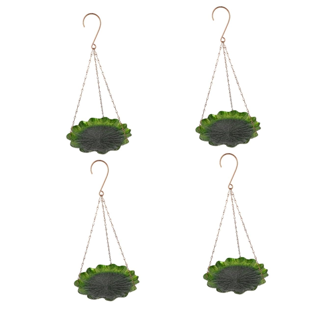 HANABASS 4pezzi Mangiatoia Per Uccelli Da Giardino Battuto Design Elegante e Resistente Alimentatore Appeso Per Esterni Decorazione Per Patio e Giardino Foglia