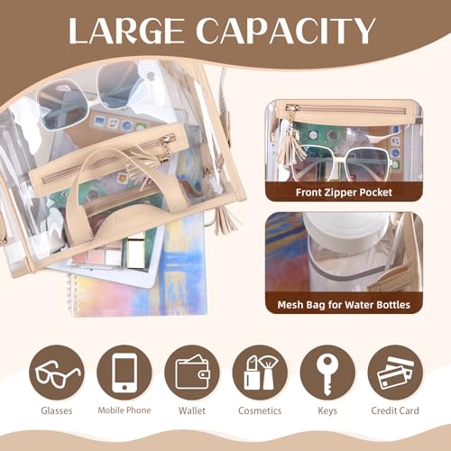 Large Clear Tote Bag, Clear Purse Handbag Crossbody Bag for Women Stadium Events Approved (with Inner Pouch)2