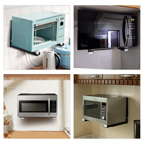 2 STK Wandregal Mikrowellenhalterung | Edelstahl Einstellbar – Halterung für Mikrowelle & Kleinen Backofen