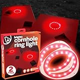 Brightz Cornhole Ring Lights 2-Pack - Cornhole Set Lights LED Cornhole Board Lights Cornhole Lights for Hole and Board Cornhole Accessories Outdoor Games Backyard Games Outside Games (Red)