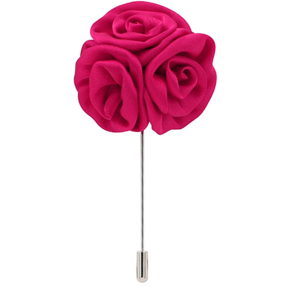 Gemini_mall Men's Hot Pink Gemini_mall® Suit Boutonniere Lapel Pin Rose Flower Brooch (Hot Pink)