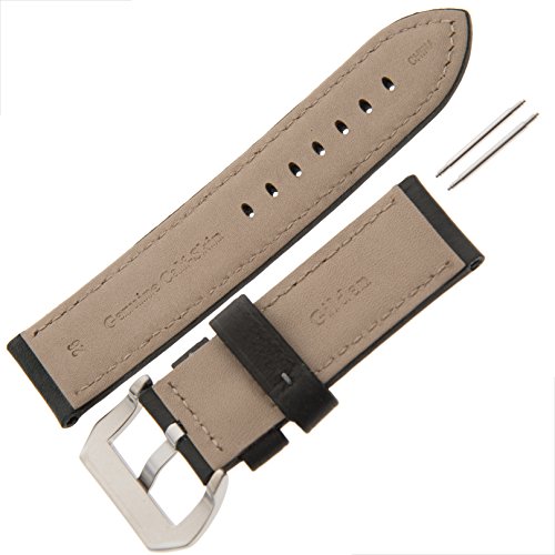 Gilden 22-26Mm Gents Water-Resistant Leather Watch Strap Wrband-0124, Fits Panerai Watches (24 Millimeter End Width, Black) #TOP2