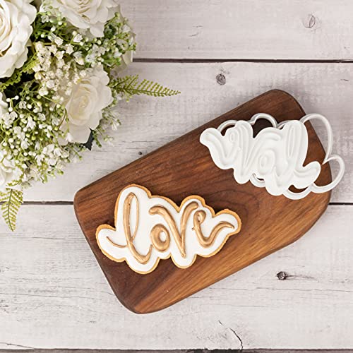 Flycalf Love Cookie Cutters With Plunger Stamps Baking Dough Tools Wedding Cake Shapes Pla Accessories Cutter Molds For Birdesmaid Decorative Party 3" Kitchen Supplies #TOP4