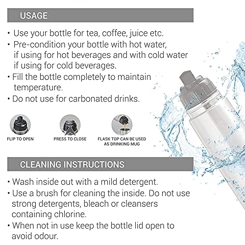 Milton Flip Lid 1000 Thermosteel 24 Hours Hot And Cold Water Bottle With Bag, 1 Litre, Silver #TOP5