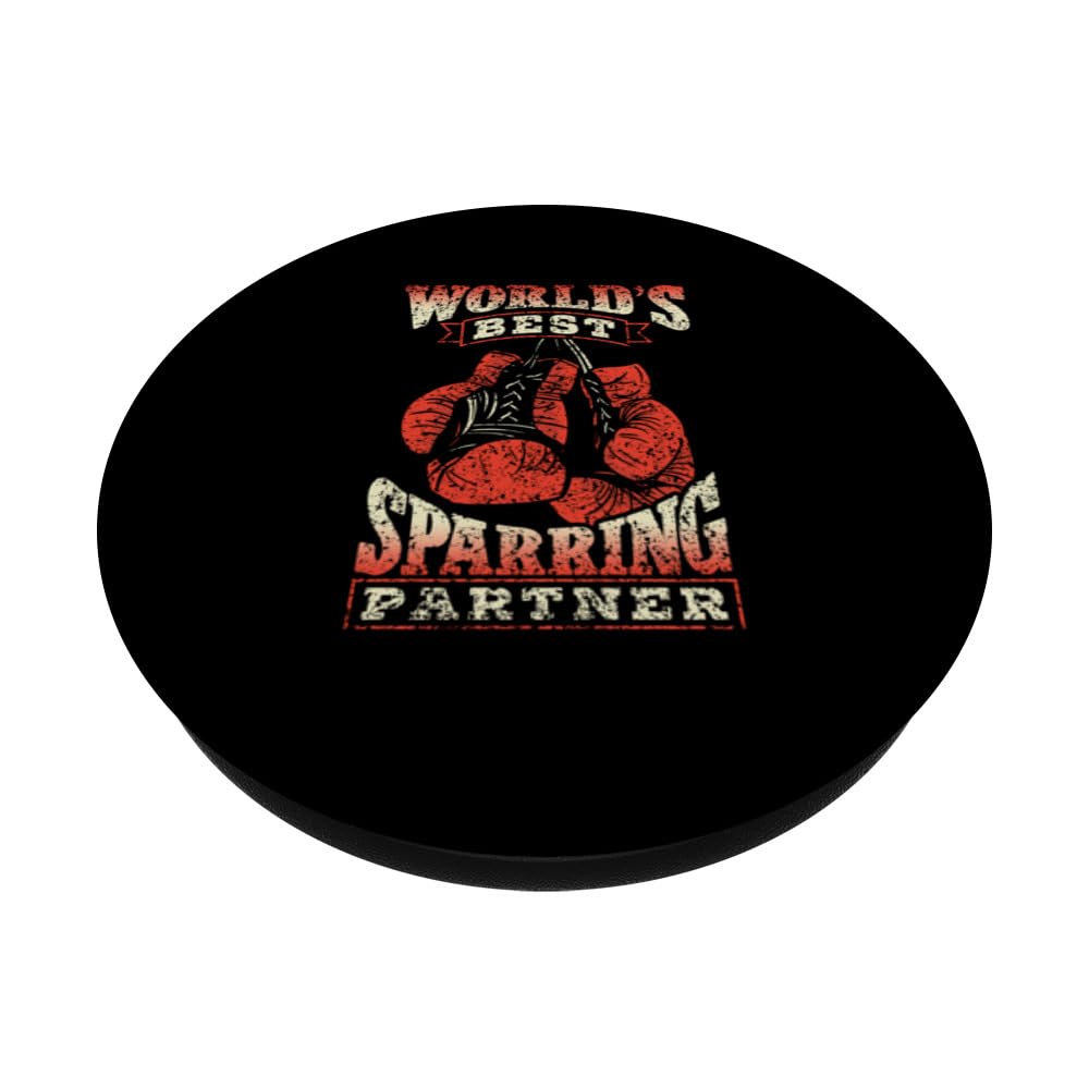 World's Best Sparring Partner Coaching Boxing Boxer Sparring PopSockets Swappable PopGrip, Black - Image 2