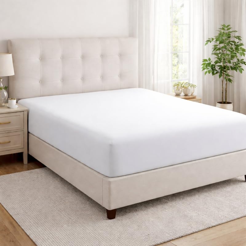 King Size Fitted Sheets 100% Egyptian Cotton 200 Thread Count Deep Pocket 30cm Hotel Quality Luxury and Comfortable Easy Care deep fitted king size sheet (152 x 200cm)