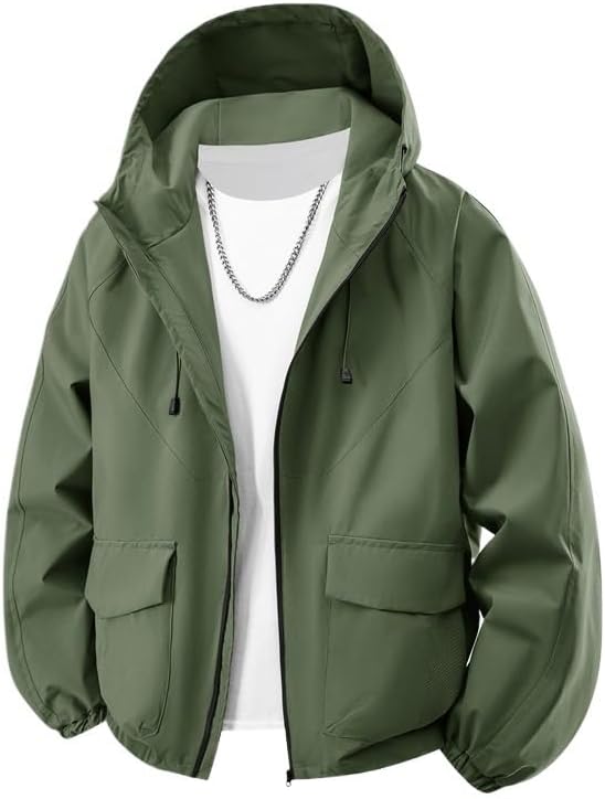 Mens Fall Softshell Jacket Hooded Windproof Outdoor Casual Workwear Shell Jackets for Men