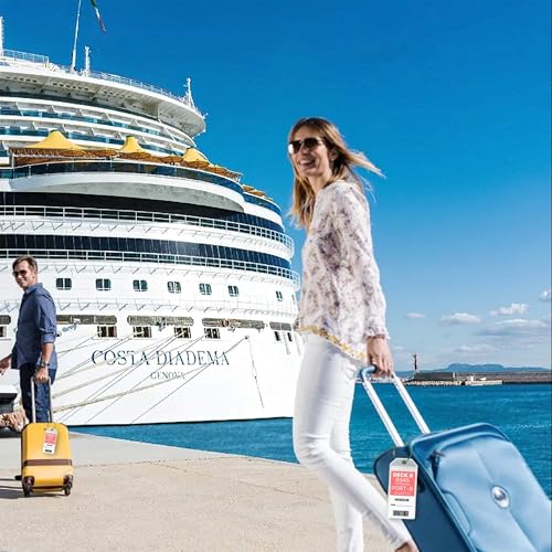 Cruise Luggage Tag Holders fit for All Printed Cruise Luggage Tags (Set of 6 ea with Colored Wire Loops) by Beluga Gears4