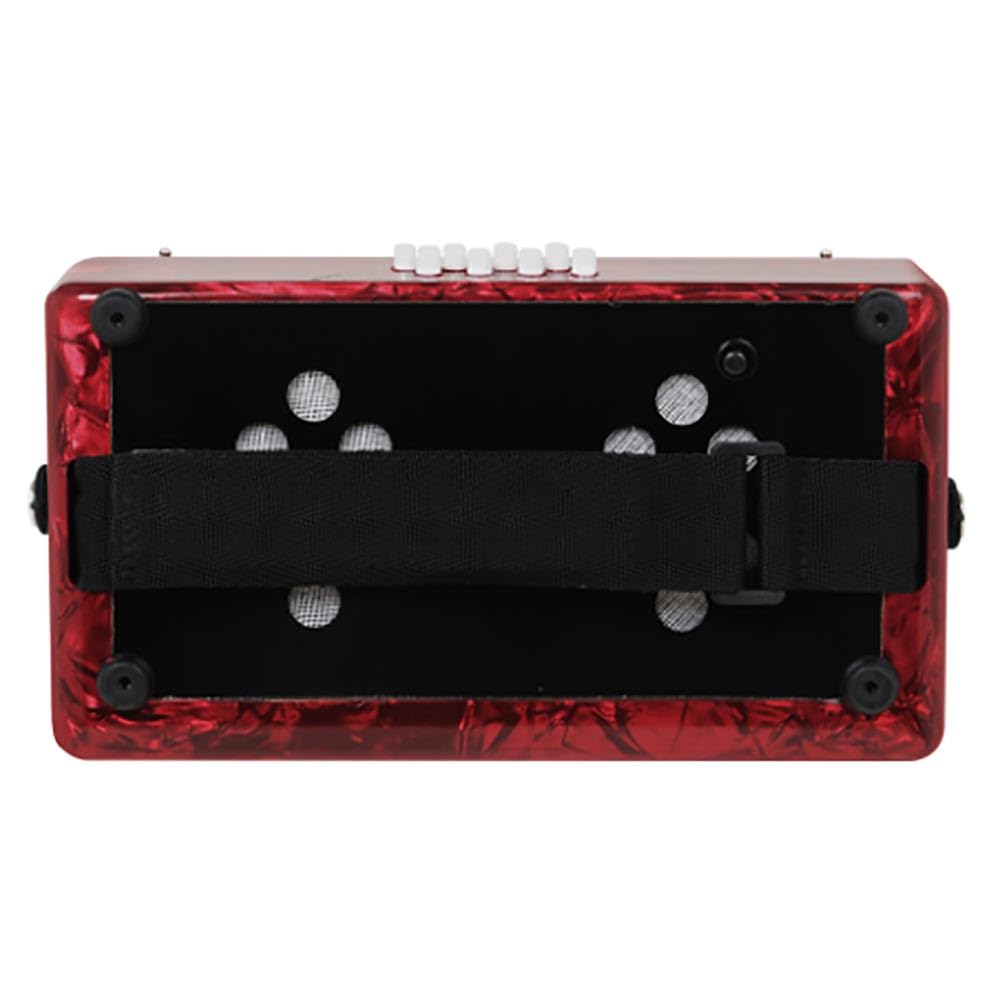 Fisarmonica, 22 tasti 8 bassi pulsante accordatura per principianti, cinghia da polso regolabile, strumento musicale portatile con borsa per il trasporto (rosso)