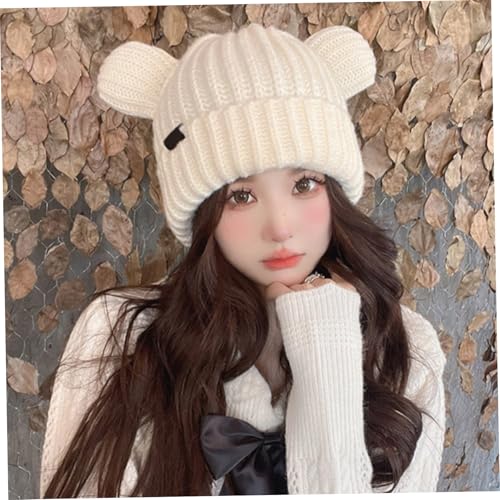 Gorro de punto de oso para esquiar y andar en bicicleta con puños 6