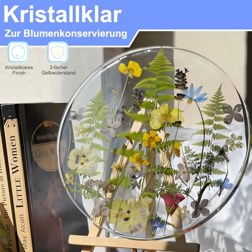 Teexpert Epoxidharz 30oz/880ml, Pure Glossy Epoxidharz mit Härter Glasklar, Epoxy Resin Gießharz Blasenfreies Epoxidharz 1:1 Gelbschutz Schmuckherstellung, Gießform, Tischplatte