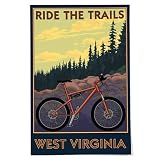 Lantern Press 24x36 Inch Giclee Art Print Wall Decor, West Virginia, Ride the Trails,...