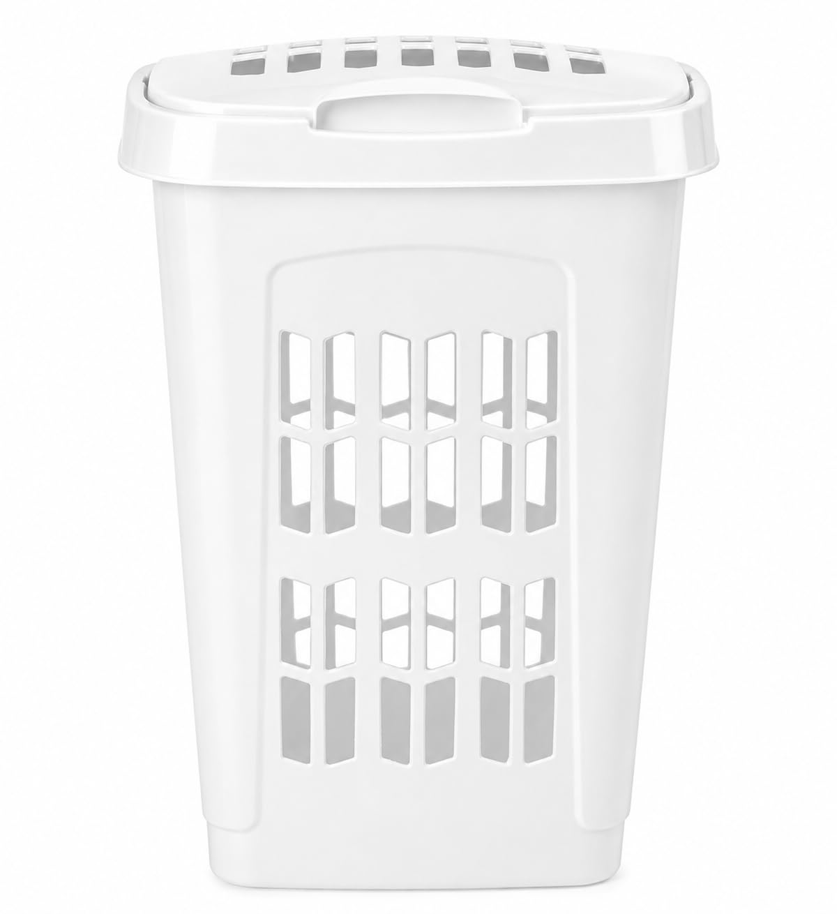 75L Laundry Basket with Lid | Large Plastic Laundry Bin | Laundry Hamper Storage Basket for Clothes Washing | Rectangular Family Size Clothes Hamper for Bedroom, Bathroom & Home (White)
