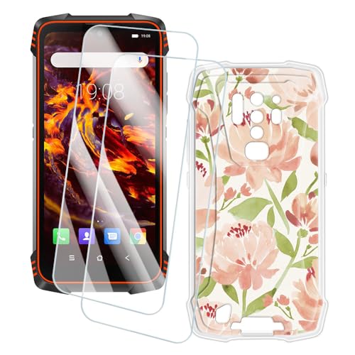 OAGELIM 2�Z�b�g �X�N���[���v���e�N�^�[ + �P�[�X Blackview BV6900 (5.84 �C���`) �Ƃ̌݊������� �A�[�e�B�X�e�B�b�N�J�X�^���v�����g�J�o�[�Ƌ����K���X�t�B���� �X�N���b�`�h�~ (��)