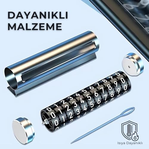 Romofy Numaratör Araç İçi Park Telefon Numarası - Çevirmeli Dayanıklı Parkmatik Torpido Üstü Araba Telefon Numaralık - Oto Aksesuar Numaramatik
