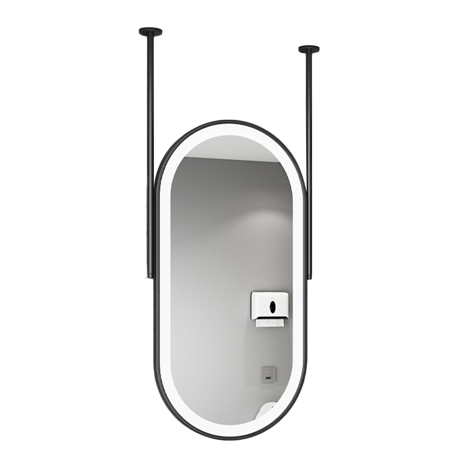 SBCGFY Ceiling Hanging Mirror,Single-Sided Boom Mirror,Luminous Floating Makeup Vanity Mirror,Boom Can be Customized,for Home Entryway Decorative(Black 90L x 60W cm)