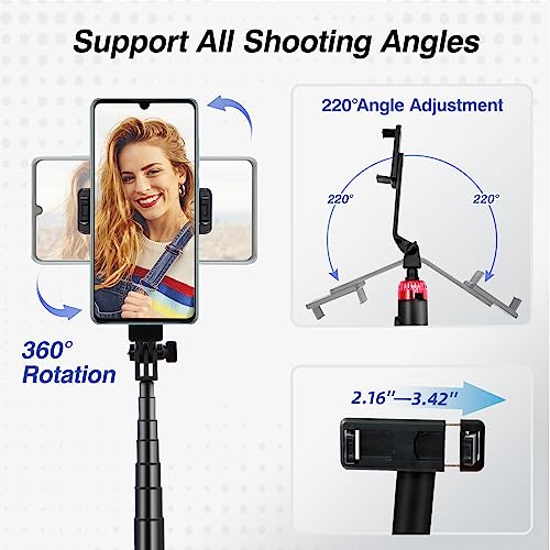 60'' Aluminum Alloy Phone Selfie Stick Tripod, All In One Extendable Phone Tripod Stand With Wireless Remote, 360° Rotation, Portable, Lightweight Travel Tripod With All Cell Phones For Selfie, Vlog #TOP5