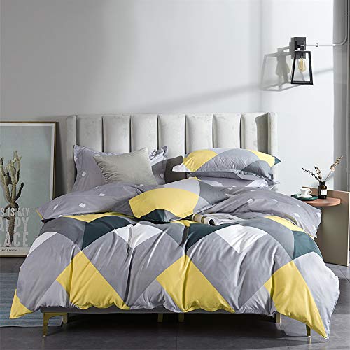 SETSCZY Set Copripiumino a Quadri, in 100% Cotone