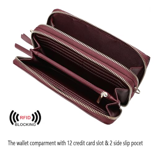 Image of Lanyani RFID Crossbody Wallet Wristlet Purse with Phone Pocket For Women Vegan Leather