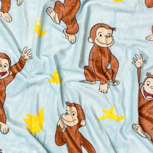 Silver Buffalo Curious George Monkey Banana Fleece Throw, 45" x 60", Soft and Cozy Blanket, 185 GSM