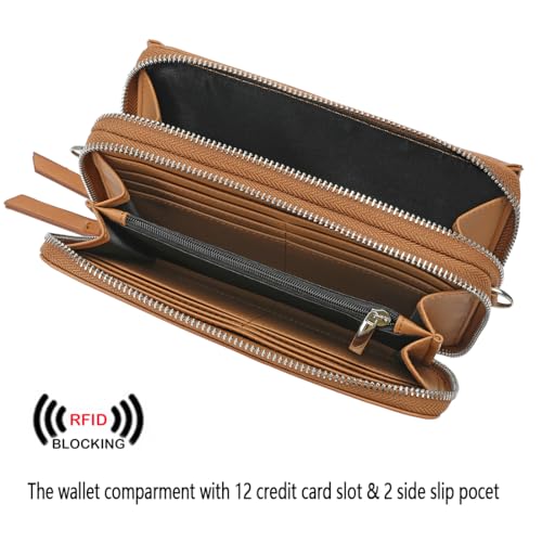 Image of Lanyani RFID Crossbody Wallet Wristlet Purse with Phone Pocket For Women Vegan Leather