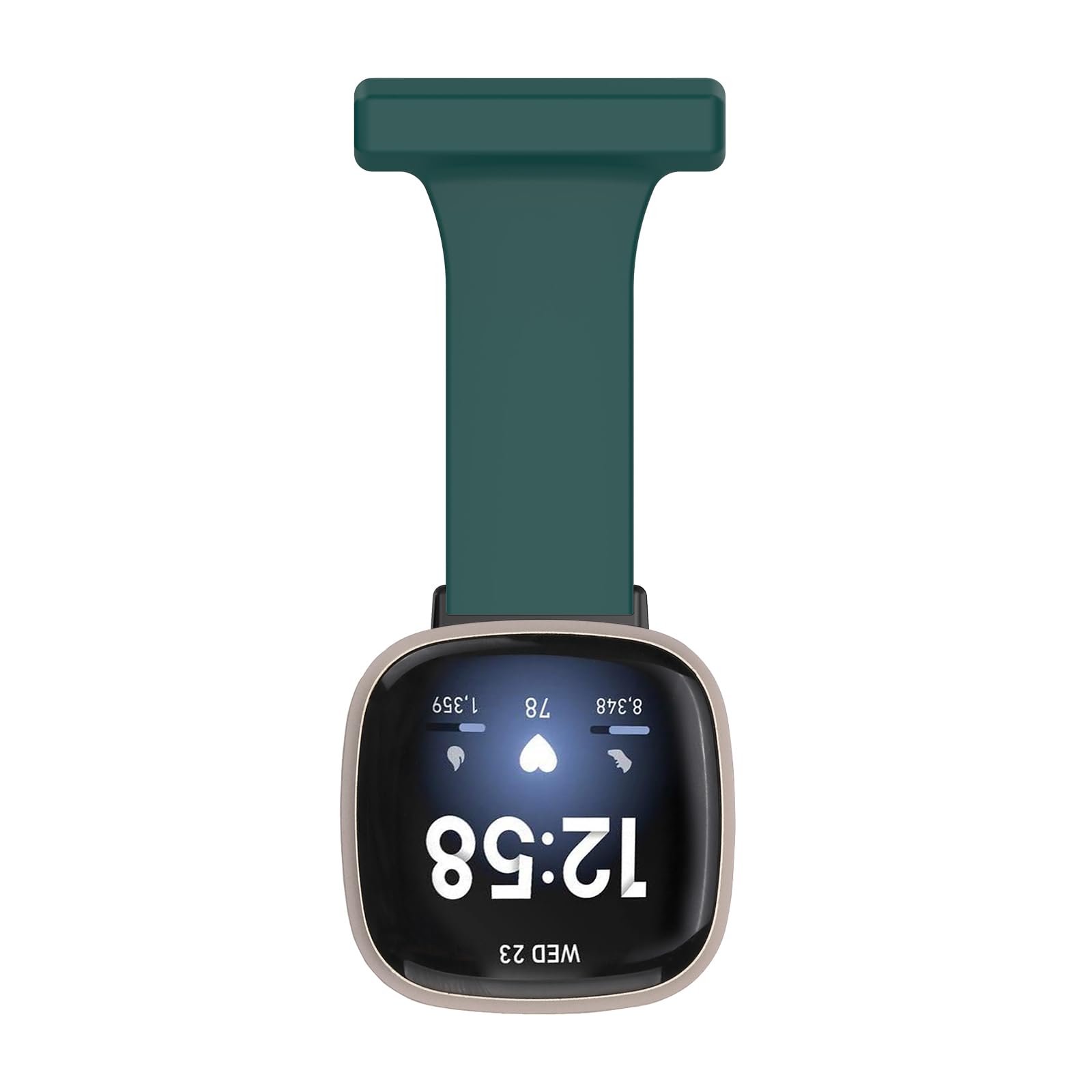 Chofit Nurse Watch Brooch Straps Compatible with Fitbit Versa 4 Bands, Soft Silicone Pin Fob 20mm Strap Watch Band Accessories for Versa 4/Sense 2/Versa 3/Sense (Green)