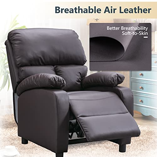 Hzlagm Recliner Chair For Living Room, Push Back Recliner Chair With Breathable Air Leather, Overstuffed Single Sofa, Easy To Operate The Footrest & Headrest - Brown #TOP7