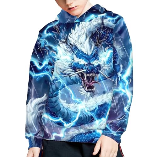 Image of WELLFLYHOM Boys Hooded Sweatshirts Hoodie Pullover Cool Graphic Crewneck Blouses Size 6-16