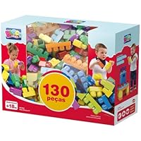 Brinquedos Educativos para Crianças e Pré-Escolares, Conjunto de Blocos de Construção, Blocos de Montar Infantil Educativo, Blocolândia DISMAT (130 Peças)