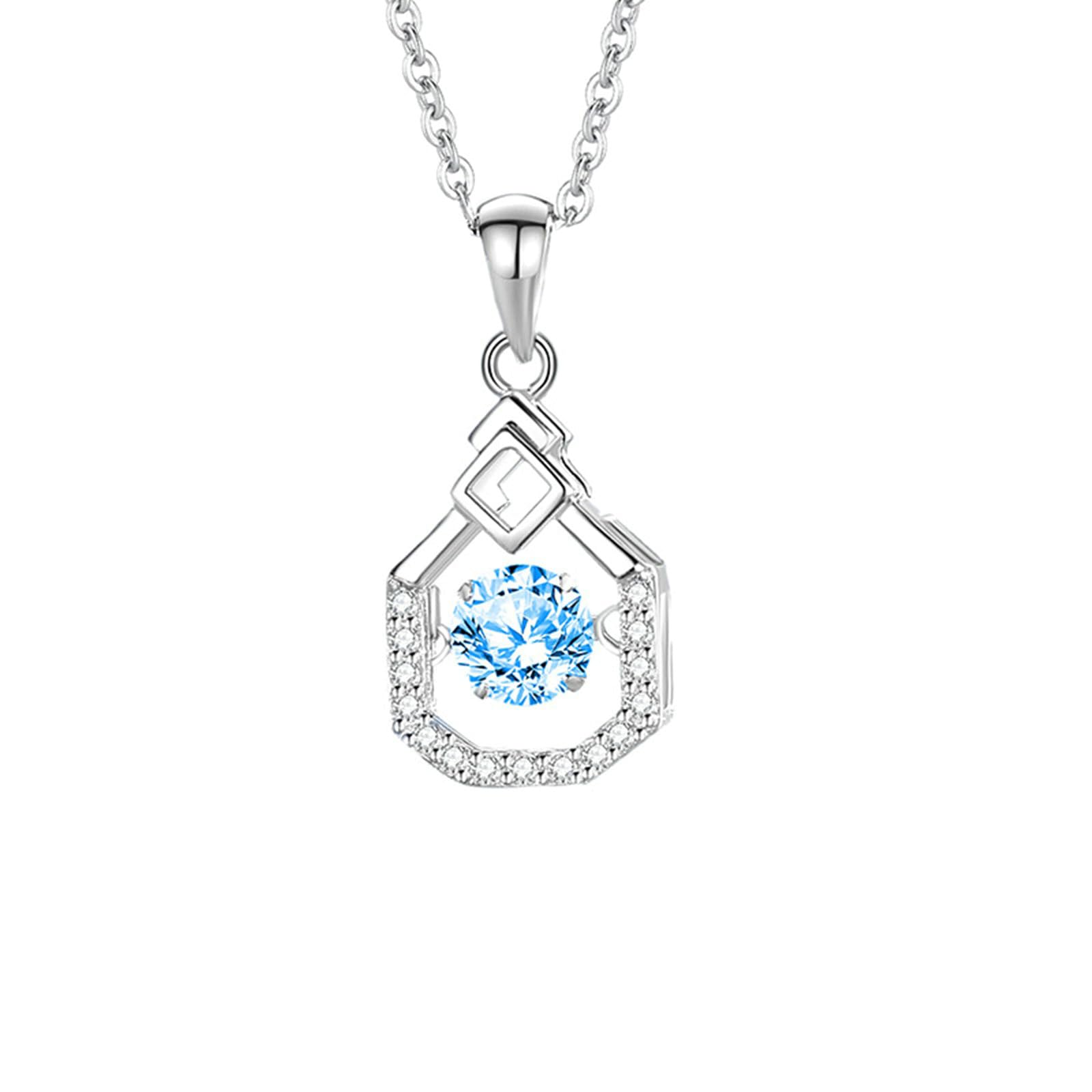 Catena Collana Donna, Donna Collana con Ciondolo Rombo con Topazio/moissanite da 0,5 ct in Oro 9K/14K/18K/Platino, 45cm