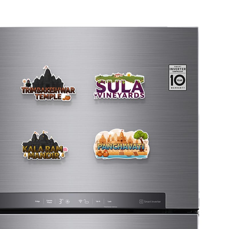Image of Nashik Set og 4 Fridge Magnets, Glossy Finish, Stylish Magnet for Fridge, Wardrobe & Metal Surfaces