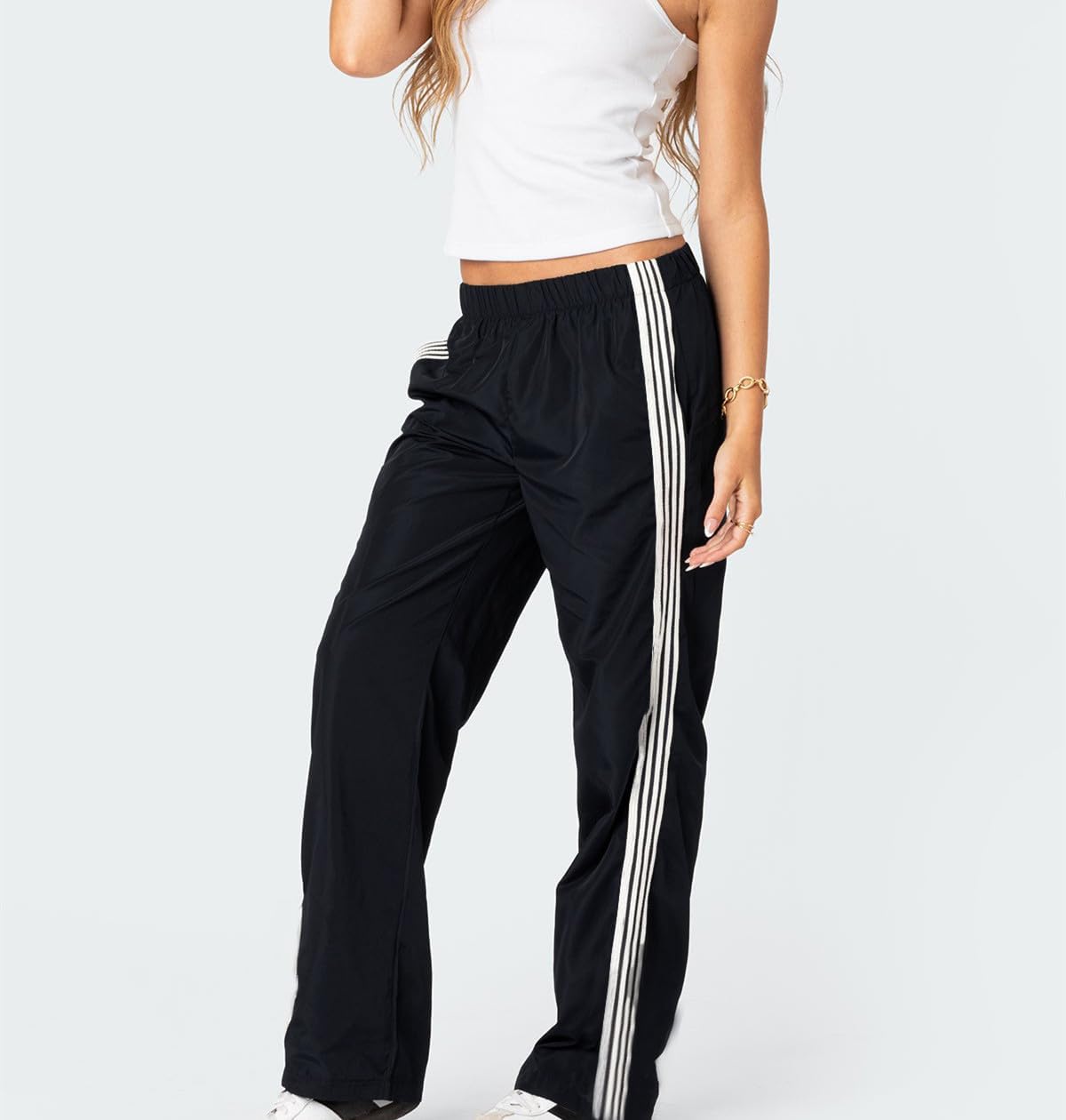 Fernvia Womens Parachute Pants Wide Leg Baggy Y2K Elastic Waist Jogger Sweatpants Track Pants Streetwear - Image 2