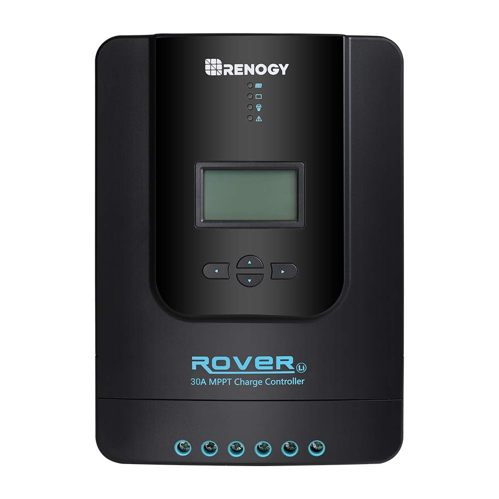 Renogy Black 30A Mppt Charge Controller With Bluetooth, 30 Amp 12V/24V Mppt Solar Charge Controller Auto Parameter Adjustable Lcd Display Solar Panel Regulator For Gel Sealed Flooded And Lithium Battery