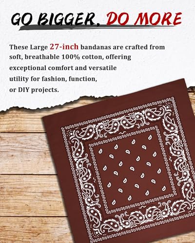 Large 27" x 27" 100% Cotton Bandanas - Set of 43