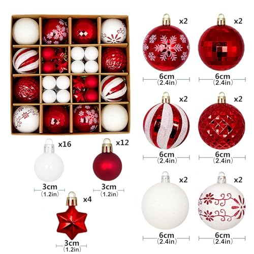 Mini árvore de Natal com luzes, mini árvore de Natal artificial de 60 cm com 24 peças de decorações